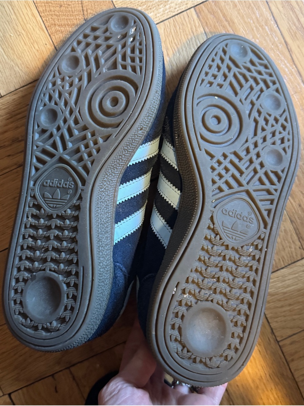 adidas Navy Suede Sneakers with Light Blue Stripes - Picture 3 of 3